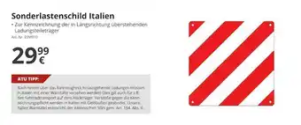 A.T.U. Sonderlastenschild Italien Angebot