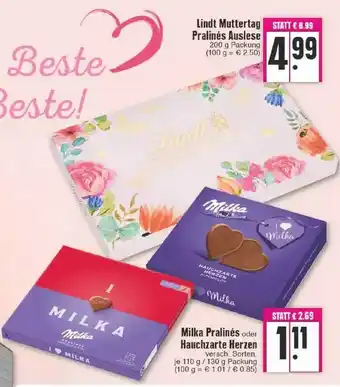 Edeka Lindt Muttertag Pralinés Auslese Oder Milka Pralinés Oder Hauchzarte Herzen Angebot