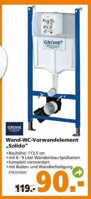 Globus Baumarkt Grohe Wand-wc-vorwandelement „solido” Angebot