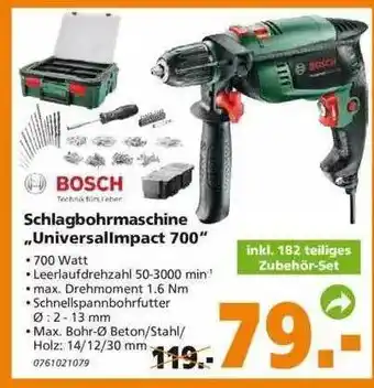 Globus Baumarkt Bosch Schlagbohrmaschine „universallmpact 700” Angebot