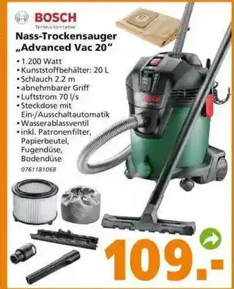 Globus Baumarkt Bosch Nass-trockensauger „advanced Vac 20” Angebot