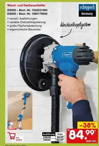 Netto Marken-Discount Scheppach Wand- Und Deckenschleifer Angebot