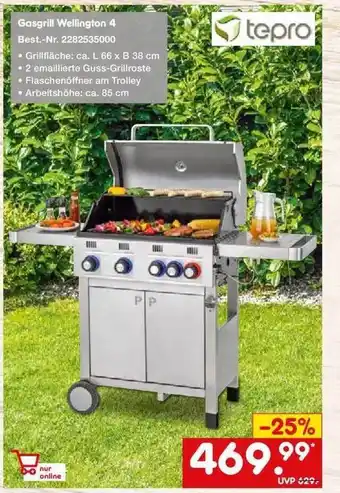 Netto Marken-Discount Tepro Gasgrill Wellington 4 Angebot