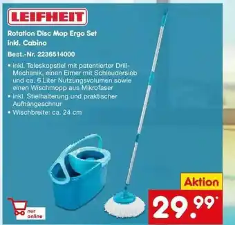 Netto Marken-Discount Leifheit Rotation Disc Mop Ergo Set Inkl. Cabino Angebot