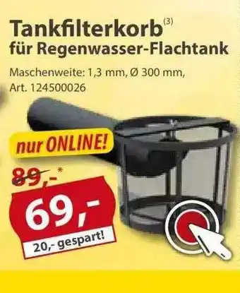 Sonderpreis Baumarkt Tankfilterkorb Für Regenwasser-flachtank Angebot