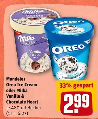 REWE Mondelez oder milka oreo ice cream oder vanilla & chocolate heart Angebot