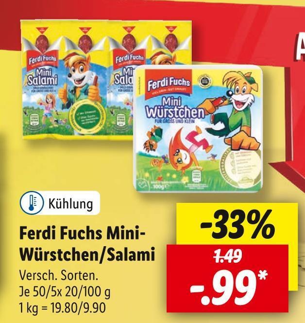 Ferdi fuchs mini würstchen/salami Angebot bei Lidl