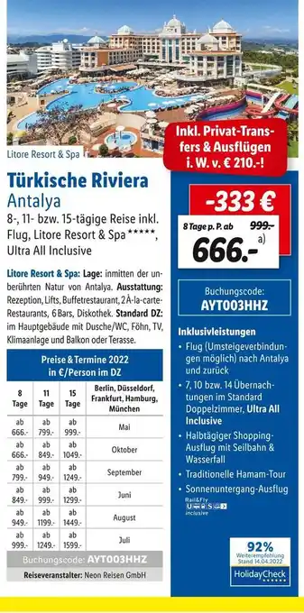 Lidl Lidl reisen türkische riviera antalya Angebot