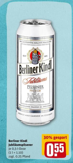REWE Berliner kindl jubiläumspilsener Angebot