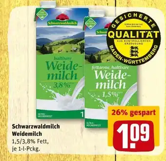 REWE Schwarzwaldmilch weidemilch Angebot