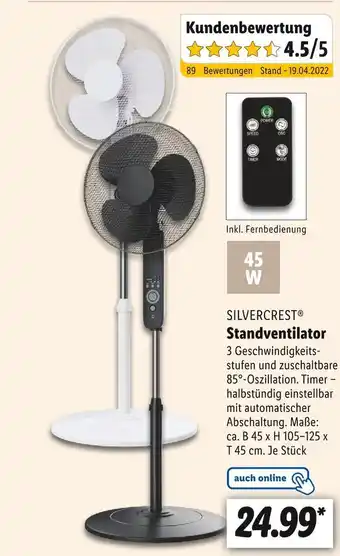 Lidl Silvercrest standventilator Angebot