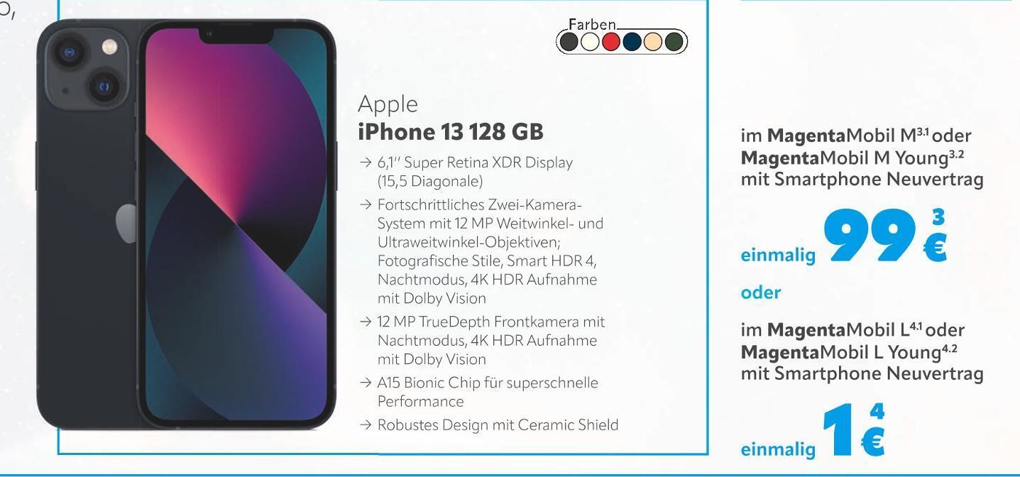 Apple iphone 13 128 gb Angebot bei cosmophone