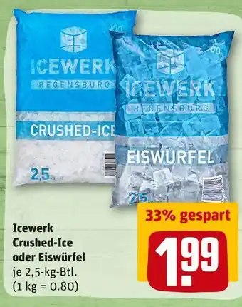 REWE Icewerk crushed-ice oder eiswürfel Angebot