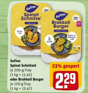 REWE Sofine spinat schnitzel oder brokkoli burger Angebot