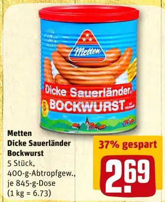 REWE Metten dicke sauerländer bockwurst Angebot