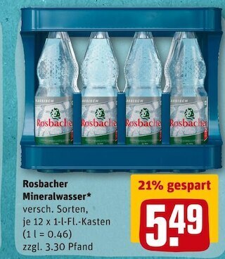 REWE Rosbacher mineralwasser Angebot