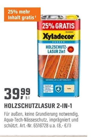 OBI Xyladecor holzschutzlasur 2-in-1 Angebot