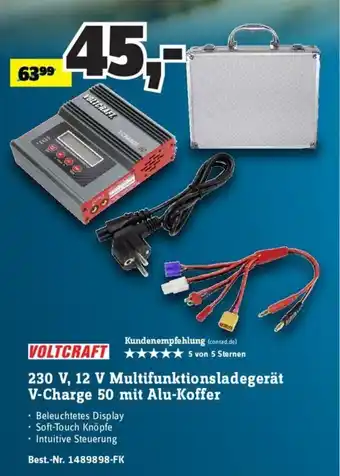 Conrad Voltcraft 230 V, 12 V Multifunktionsladegerät V-Charge 50 mit Alu Koffer Angebot