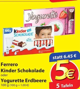 Famila Nord Ost Ferrero Kinder Schokolade oder Yogurette Erdbeere 100g Angebot