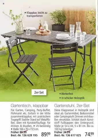 Weltbild Gartentisch Klappbar Oder Gartenstuhl 2er-set Angebot