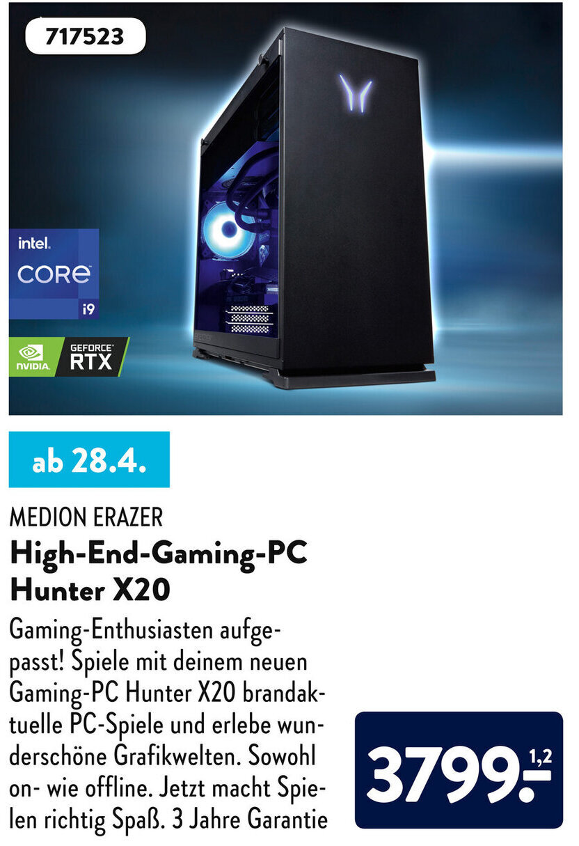 Medion Erazer High End Gaming PC Hunter X20 Angebot bei Aldi Süd