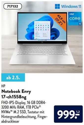 Aldi Süd HP Notebook Envy 17-ch1558ng Angebot