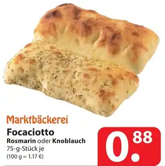 Famila Nord Ost Marktbäckerei Focaciotto Rosmarin oder Knoblauch 75g Angebot