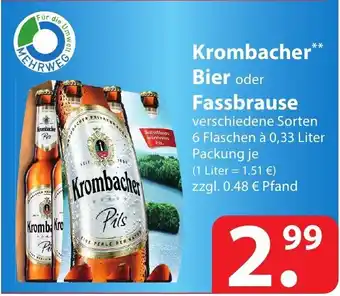 Famila Nord Ost Krombacher Bier oder Fassbrause 0,33L Angebot