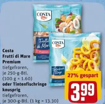 REWE PETZ Costa Frutti di Mare Premium 250g Beutel oder Tintenfischringe knusprig 300g Angebot