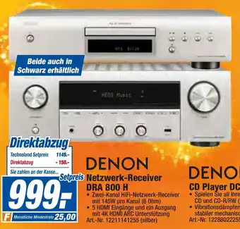 expert Techno Land Denon Netzwerk Receiver DRA 800 H oder CD Player DCD 600 NE Angebot