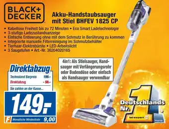 expert Techno Land Black+Decker Akku Handstaubsauger mit Stiel BHFEV 1825 CP Angebot