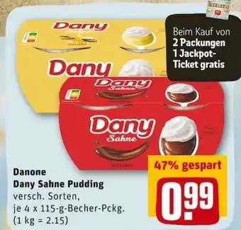 REWE PETZ Danone Dany Sahne Pudding 4x115g Becher Angebot