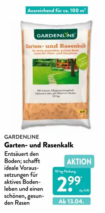 Aldi Nord Gardenline Garten und Rasenkalk 10 kg Packung Angebot