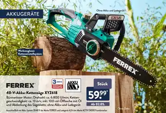 Aldi Nord Ferrex 40 V Akku Kettensäge XYZ618 Angebot