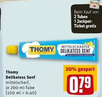 REWE PETZ Thomy Delikatess Senf 200ml Angebot