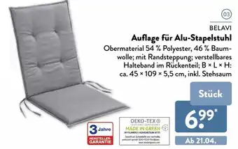 Aldi Nord Belavi Auflage für Alu Stapelstuhl Angebot