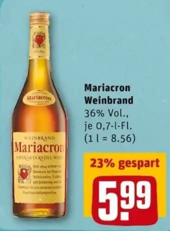 REWE PETZ Mariacron Weinbrand 0,7L Angebot