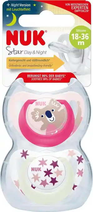 dm drogerie Nuk schnuller star day & night gr.3 pink/weiß, 18-36 monate Angebot