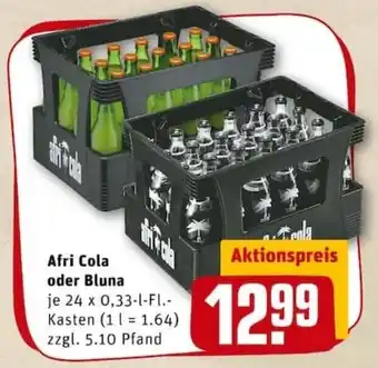 REWE PETZ Afri Cola oder Bluna 24x0,33L Angebot