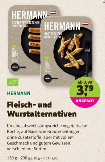 Denns BioMarkt Hermann Fleisch und Wurstalternativen 150g-200g Angebot