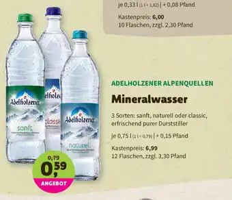 Denns BioMarkt Adelholzener Alpenquellen Mineralwasser 0,75L Angebot