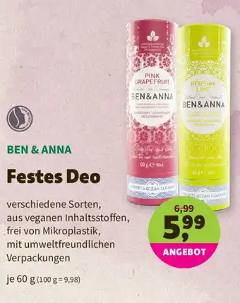 Denns BioMarkt Ben & Anna Festes Deo 60g Angebot