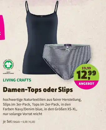 Denns BioMarkt Living Crafts Damen Tops oder Slips Angebot