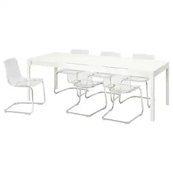 IKEA Ekedalen / tobias tisch und 6 stühle weiß/transparent verchromt Angebot