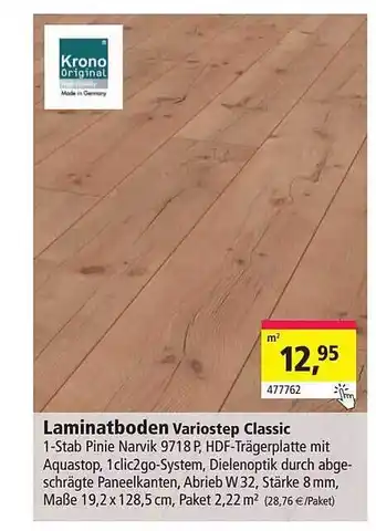 Holz Possling Krono Laminatboden Variostep Classic Angebot