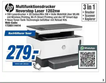 Expert Hp Multifunktionsdrucker Neverstop Laser 1202nw Angebot