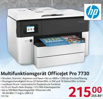 Selgros hp Multifunktionsgerät OfficeJet Pro 7730 Angebot