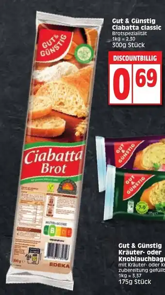 Edeka Gut & Gunstig Ciabatta classic 300 g Angebot