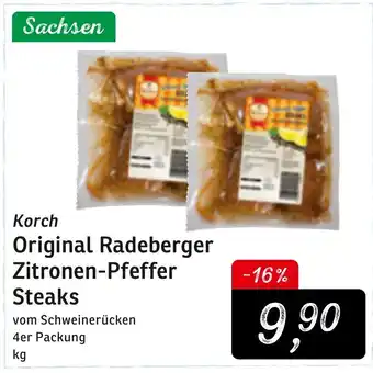 KONSUM Korch Original Radeberger Zitronen Pfeffer Steaks Angebot