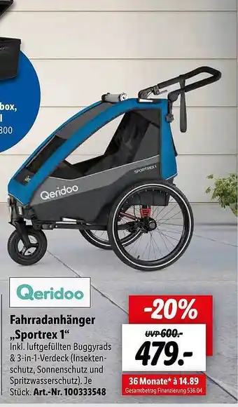 Lidl Fahrradanhänger Sportrex Angebot